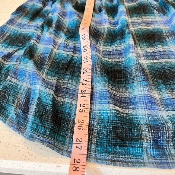 Lori Plaid Flutter Sleeve Babydoll Blouse In Lake Front by beachlunchlounge - Picture 3 of 13